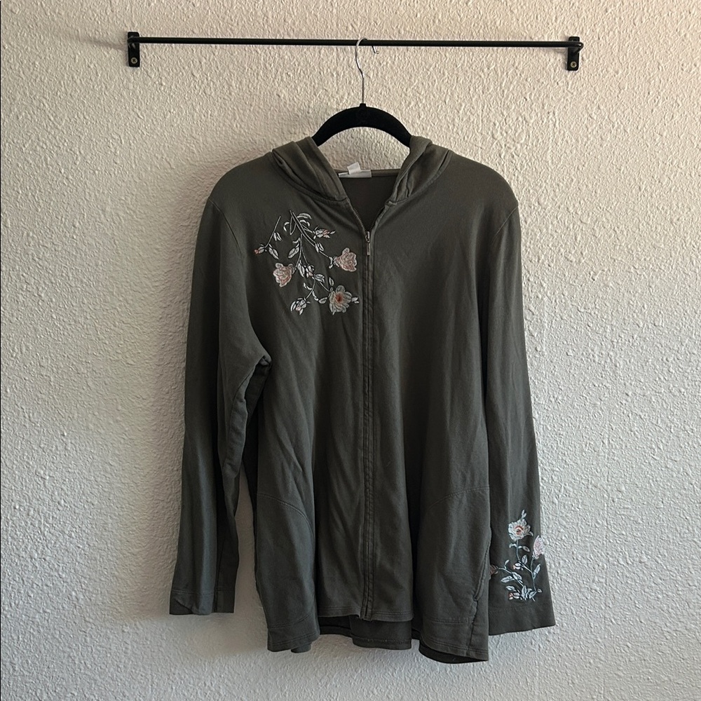 J. Jill Sage Green Floral Cardigan
